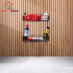 Black 2-Tier Bathroom Storage Rack with Hooks