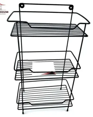 Black 3-Tier Stainless Steel Spice Rack for Kitchen Organization