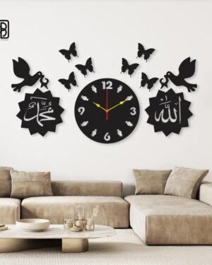 Black Bird Design Wall Clock 24x14 Inches