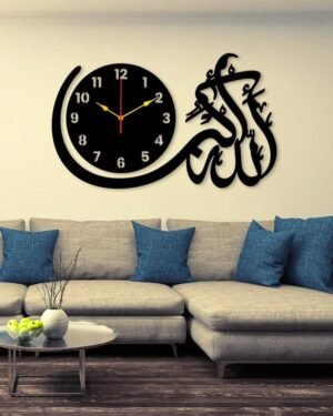 Black Calligraphy Art Wall Clock 24x14 Inch