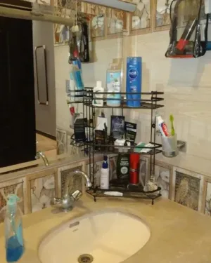 Black Corner 3-Tier Bathroom Organizer Shelf