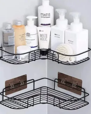 Black Corner Bathroom Shelf Organizer Stainless Steel