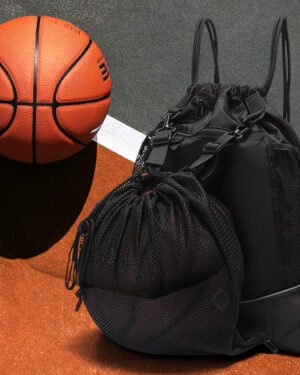 Black Drawstring Sports Backpack for Basketball Football Training
