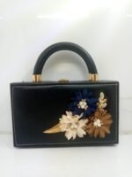 Black Embellished Top Handle Handbag for Women