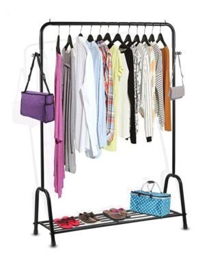 Black Foldable Boutique Clothes Hanger with Shoe Rack