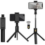 Black Foldable Selfie Stick with Bluetooth Remote