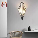 Black Geometric Wall Lamp with Golden Light, Medium Size for Living Room or Bedroom