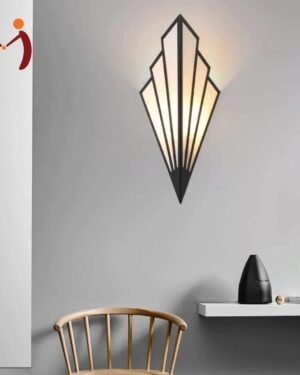 Black Geometric Wall Lamp with Golden Light, Medium Size for Living Room or Bedroom