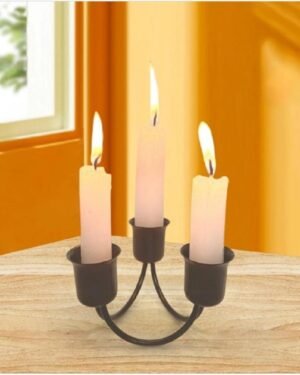 Black Golden Candle Stand 1 Pc Iron Decor