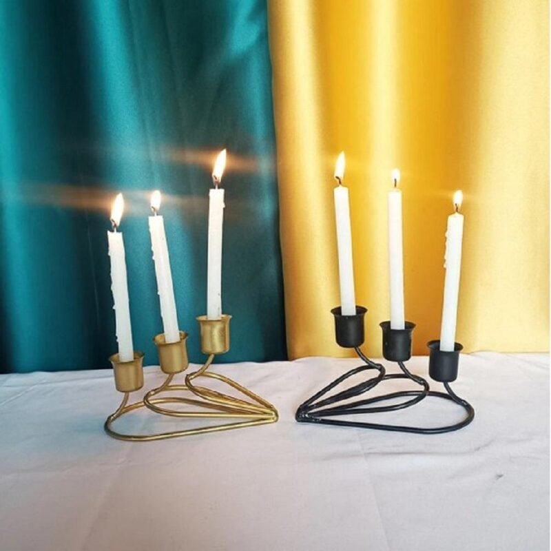 Black & Golden Metal Candle Stand for Home Decor Black & Golden Metal Candle Stand for Home Decor