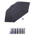 Black Grid Steel Bone Three Fold Umbrella for Business Use