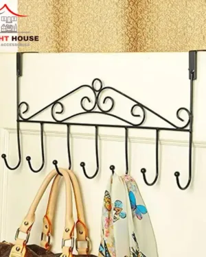 Black Iron Wall Hook Organizer with 6 Hooks
