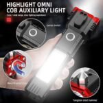 Black LED Rechargeable Torch with Magnet & Hammer