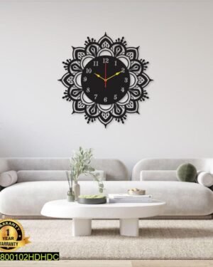 Black Mandala Wall Clock 29x21 Inch DIY Decor
