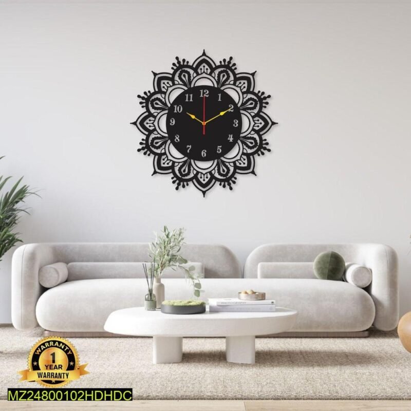 Black Mandala Wall Clock 29x21 Inch DIY Decor Black Mandala Wall Clock 29x21 Inch DIY Decor