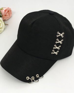 Black Metal Buckle Baseball Cap Summer Sun Protection