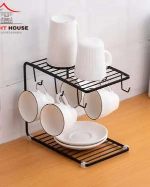Black Metal Mug Stand for Kitchen Counter
