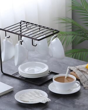 Black Metal Mug Stand for Kitchen Organization