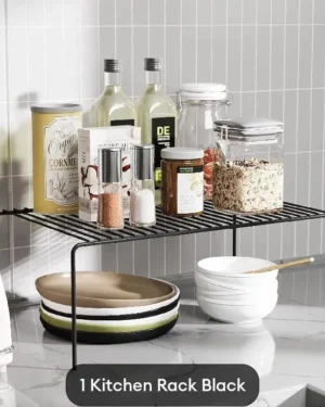 Black Metal Spices Rack for Kitchen Storage