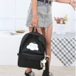 Black Nylon Backpack 17" Stylish Fashion Bag