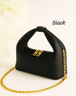 Black PU Leather Chain Crossbody Bag for Girls
