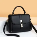Black PU Leather Crossbody Bag for Girls
