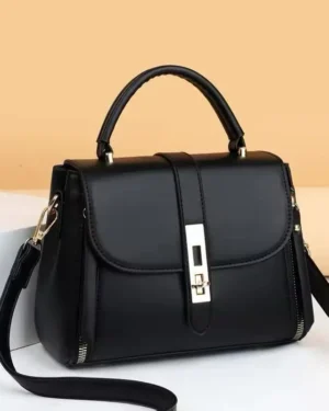 Black PU Leather Crossbody Bag for Girls