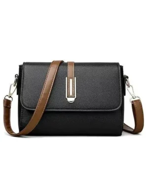 Black PU Leather Women's Crossbody Bag 25x15x10cm