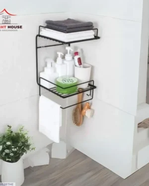 Black Stainless Steel Bathroom Organizer Shelf