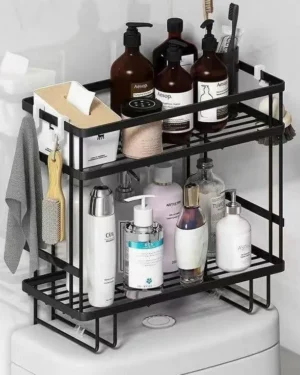 Black Stainless Steel Bathroom Shelf Organizer