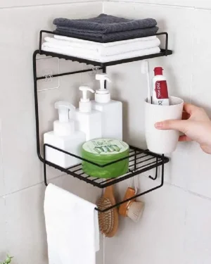 Black Stainless Steel Bathroom Shelf Organizer