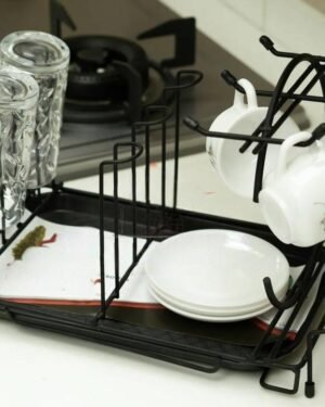 Black Stainless Steel Dish Rack for Kitchen Organization