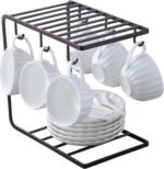 Black Stainless Steel Mug & Plate Rack for Kitchen