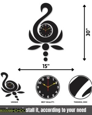 Black Swan Wall Clock 30x15 Inch DIY Decor