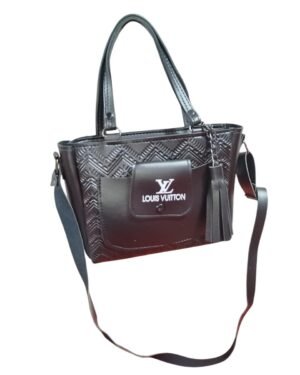 Black Textured Women's Tote Bag with Top Handle