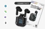 Black Wireless Earbuds with Fast Charge & LED Display