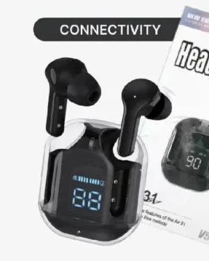 Black Wireless Earbuds with Fast Charge & LED Display