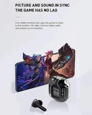 Black Wireless Gaming Earbuds with Low Latency