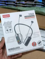 Black Wireless Neckband with 500mAh Fast Charge & Built-in Mic