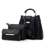 Black Women's 3-Piece PU Leather Handbag Set