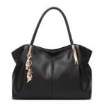 Black Women's Handbag with Cat Charm