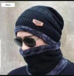 Black Wool Beanie & Neck Warmer Set