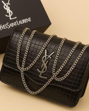 Black YSL Crossbody Bag with Chain for Girls