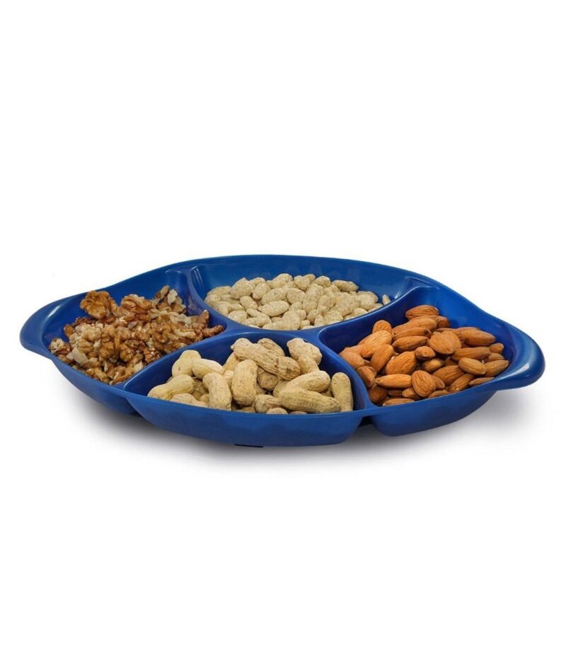 Blue 4-Compartment Serving Tray for Snacks & Meals