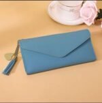 Blue Leather Envelope Purse for Girls