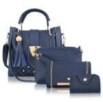 Blue PU Leather 4-Piece Handbag Set for Women