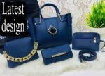 Blue PU Leather 4-Piece Women's Handbag Set
