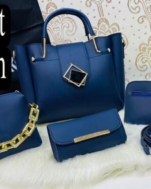 Blue PU Leather 4-Piece Women's Handbag Set