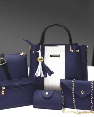 Blue PU Leather 5-Piece Girl's Handbag Set
