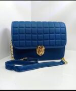 Blue Quilted Chain Crossbody Bag for Girls